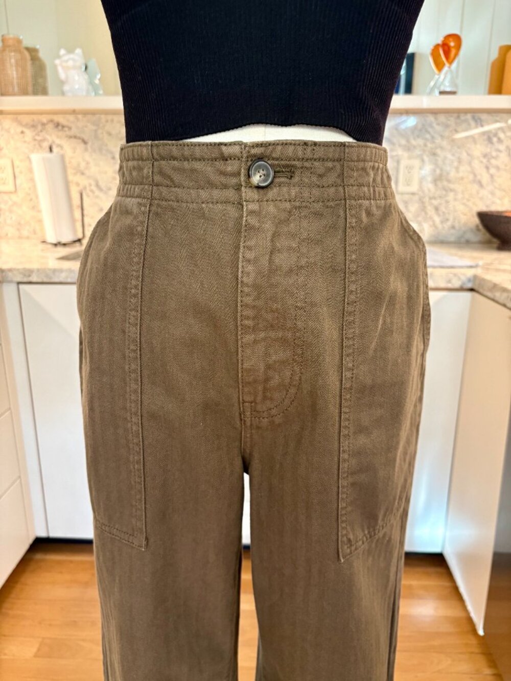 Everlane Organic Cotton Herringbone Fatigue Pants Brown Size 2 - Picture 9 of 10